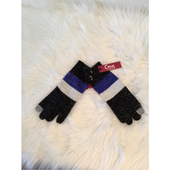 Circus By Sam Edelman Woman’s sparkle Stripe Gloves blue black white - Picture 2 of 10